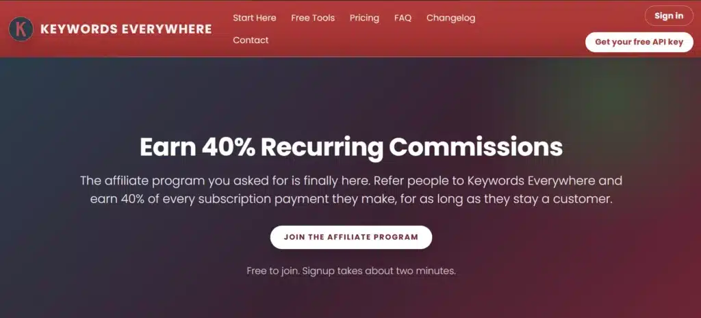 Keywords everywhere affiliate program
