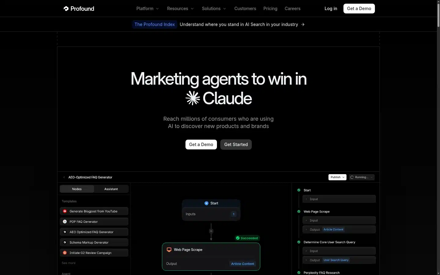 Profound homepage, daily answer capture that extends into ChatGPT Shopping